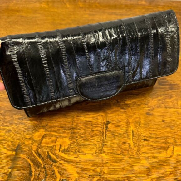 stunning vintage eelskin black clutch - Picture 5 of 5